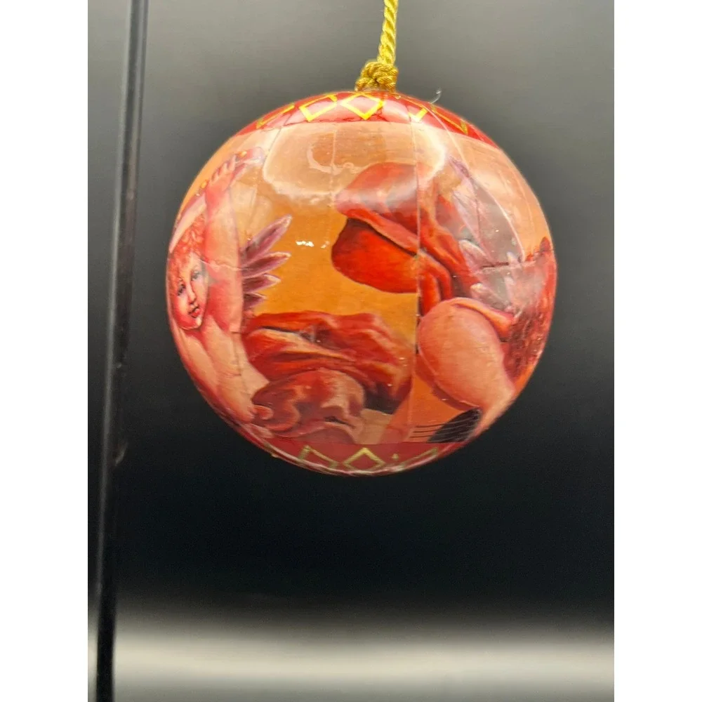Set of 11‎ Angel Christmas Ornaments Paper Mache Cherub Round Decorative Balls